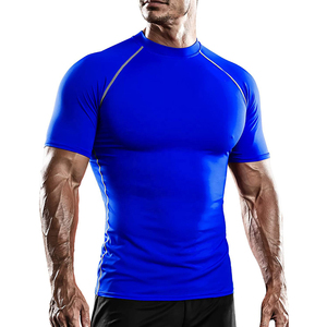 <b>Men</b> athletic compression <b>Men's</b> T-Shirts workout top gym training wear tight fit <b>stretch</b> breathable fabric performance running - Product Image 3