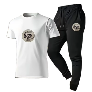 Men's Summer Casual 2pcs Sportswear Set Eco-Friendly 100% Cotton Comfortable Breathable Knitted Fabric Stylish Simple T-Shirt - Product Image 1
