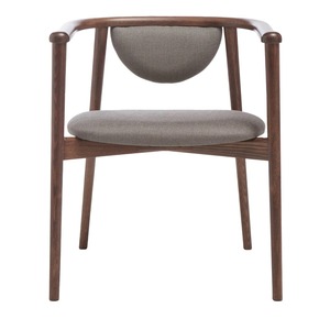 Chaise de salle à manger moderne en bois massif, siège rembourré, dossier incurvé, fauteuil, style mid-century, meubles d'exportation - Product Image 5