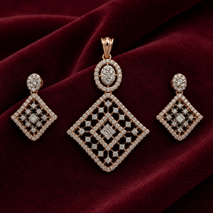 Ensemble de pendentifs en or rose 14 carats de qualité supérieure avec diamants et boucles d'oreilles assorties pour femmes, collection de bijoux fins - Product Image 3