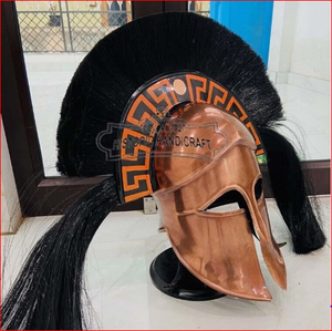 Casco Corintio Griego con Penacho Negro, Casco Antiguo de Cobre con Penacho - Product Image 2