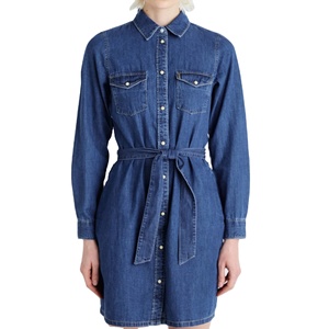 เดรสยาวเสื้อยีนส์มีกระดุมแบบลำลองสำหรับผู้หญิงเดรสแฟชั่นสไตล์ตะวันตก - Product Image 3