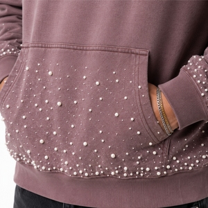 Sweat à capuche zippé oversize pour homme en molleton de coton épais, avec effet délavé vintage et strass, style streetwear, avec poches, idéal pour l'hiver - Product Image 5