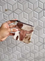 Cheveux sur peau de vache fourrure cuir porte-monnaie en cuir usiné à la main élégant pochette portefeuille sac à main Style occidental pochette en cuir