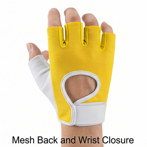 Guantes Deportivos de Medio Dedo, Blancos y Amarillos, de Malla y Neopreno, para Entrenamiento, Fitness, Ejercicio, Levantamiento de Pesas, Unisex - Product Image 2