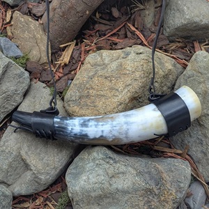 Large Viking Drinking Horn with Leather Holder Buffalo Bone Handmade Durable Modern Premium Quality Accept Custom Size - Product Image 3