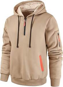 Sweat-shirt à capuche décontracté pour homme Leidowei, pull à manches longues avec fermeture éclair quart de tour et poche kangourou - Product Image 3