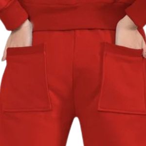 Women's Red <b>Cargo</b> Jogger <b>Pants</b> Elastic Drawstring Waist Casual Sweatpants with Side Pockets <b>Cuffed</b> Ankles for Workout Fitness - Product Image 4