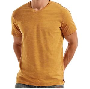 T-shirts en laine mérinos 100% pour hommes, couleur unie, col en V, vêtements décontractés, streetwear, vente en gros, logo personnalisé OEM, t-shirts en laine - Product Image 1