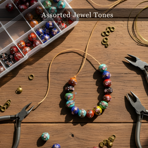 EXCEL EXPORTS Perles en verre soufflé multicolores de 12 mm |   Articles de bijouterie ronds pour la fabrication de bijoux et l'artisanat DIY, à usage décoratif |   Fil de 8 pouces - Product Image 3