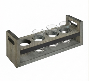 Support à verres en bois de qualité supérieure, rectangulaire, style rustique, sur pied, pour la maison et le bar - Product Image 5