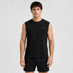 Racerback Tank Top Ribbed Cotton Fabric Curved Hem Design Blank Plain <b>No</b> <b>Logo</b> OEM Manufacturer Custom For Streetwear Casual - Product Image 6