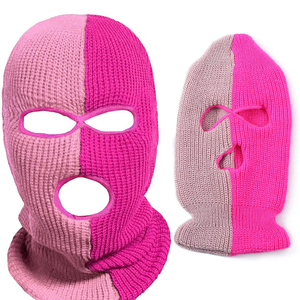 Cagoule tricotée unisexe rose bicolore, masque facial, cache-cou d'hiver pour le ski en extérieur, taille adulte 56-58CM - Product Image 1