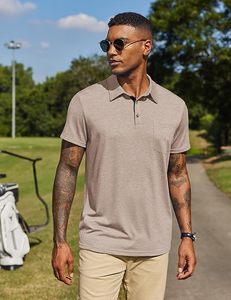 Chemise décontractée pour homme en tissu sergé anti-plis avec poches, en Spandex/Polyester, manches courtes, 180g, pour fabricants de chemises, vente en gros, golf - Product Image 1