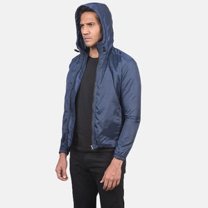 Veste softshell à capuche pour homme, bleu marine, résistante à l'eau, coupe ajustée, manches longues, fermeture éclair, vêtements de randonnée pour l'automne - Product Image 2