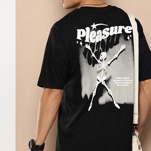 T-shirt pour homme à manches courtes noir, nouvelle édition, col rond uni, coupe classique, décontracté, 100% coton, 180g - Product Image 2