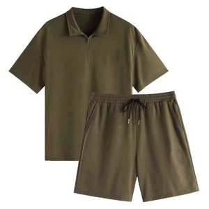 Ensemble de shorts d'été pour homme en coton, 2 pièces, avec logo personnalisé, vêtements de sport, jogging, ensemble t-shirt et short pour homme - Product Image 5