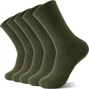 Adult <b>Thick</b> Crew <b>Socks</b> Ribbed Knit 100% Wool Sports Daily Casual <b>Socks</b> Quick Dry Breathable <b>Black</b> OEM Service - Product Image 5