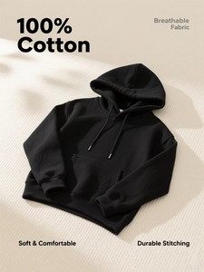 Sweat-shirt à capuche blanc pour homme, coupe classique, 300g, coton écologique, tissu molletonné français, vêtements décontractés d'hiver, design avec poche - Product Image 2