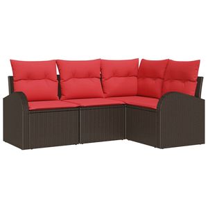 Set Divano da Giardino in Polyrattan Marrone a 4 Posti, Resistente alle Intemperie, Arredamento da Esterno dal Design Contemporaneo - Product Image 2