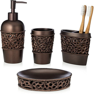 Stainless Steel Silver Bathroom Accessories <b>Set</b> Hammered Finish <b>Soap</b> Dispenser Tumbler Tissue Box Hotels Bathroom Collection - Product Image 6