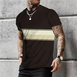 T-shirt à manches courtes pour homme, col rond, coupe classique, design tricoté décontracté, respirant, 100% coton, vert, blanc, beige - Product Image 5