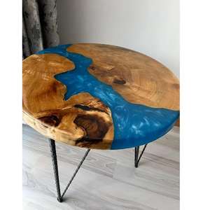 Suministro directo de fábrica de mesa de centro moderna de madera y resina epoxi, mesa de resina de madera para sala de estar a precio descontado - Product Image 1