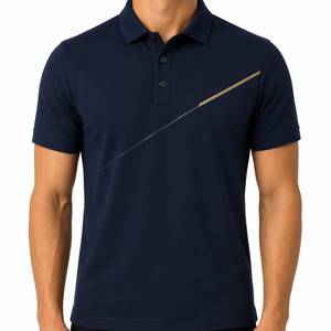 Polo pour homme urbain, style minimaliste, logo personnalisé, manches courtes, polo en piqué, couleur unie, décontracté, tricoté, coupe classique - Product Image 1