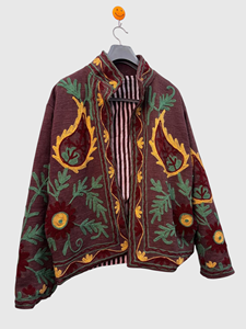 Veste à col mandarin brodée à la main avec des motifs floraux, manches longues, taille plus, en coton, pour femmes, style bohème chic, vêtements d'automne - Product Image 2