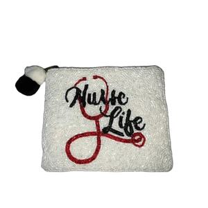 Porte-monnaie exclusif de créateur fait à la main fantaisie perlé infirmière vie broderie porte-monnaie avec une déclaration unique Look et qualité supérieure pour fille - Product Image 1