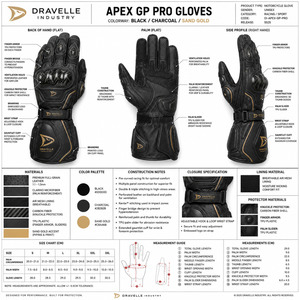 Gants de moto en cuir haut de gamme à doigts entiers avec protection de paume, compatibles écran tactile et manchette longue - Product Image 5
