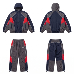 Ensemble survêtement coupe-vent homme personnalisé, 2 pièces, veste et pantalon en nylon, couleurs contrastées - Product Image 1