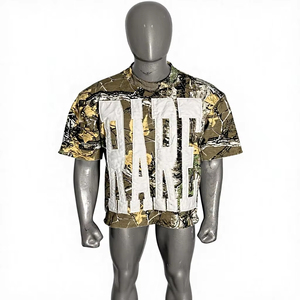 Camiseta Personalizada para Hombre, 100% Algodón, Transpirable, con Patrón de Letras, Corte Cuadrado, Bordado Desgastado, Hombros Caídos, Bajo sin Rematar, Alta Calidad - Product Image 2