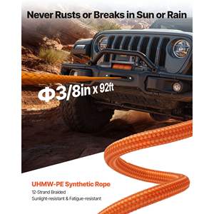 13500 Lbs Electric Winch <b>12V</b> <b>DC</b> 92 ft Synthetic Rope Wireless Wired Remote Control IP67 Waterproof for Truck Off-Road SUV Boat - Product Image 4