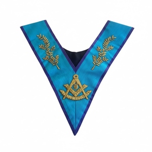 Collar de Maestro Ceremonial Bordado a Mano, Delantal Ceremonial de Logia Azul, OEM ODM Venta al por Mayor - Product Image 1