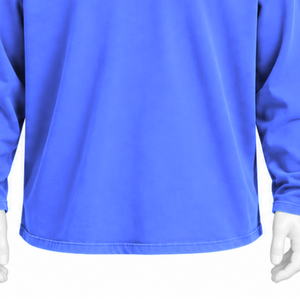 T-shirt à manches longues inversé bleu roi, coupe oversize, en coton délavé, épaules tombantes, style streetwear décontracté, haut unisexe tendance - Product Image 6