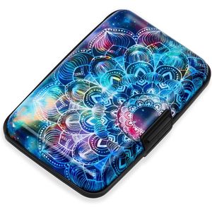 Aluminum Alloy <b>Card</b> Holder RFID Blocking Metal <b>Wallet</b> for <b>Women</b> and Men Small Business Accessory with Mandala Design - Product Image 1