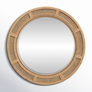 Espejo de pared redondo de ratán - Product Image 1