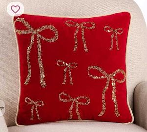 Dark Green Velvet <b>Christmas</b> Cushion Cover With Hand Beaded Ornament Embroidery For Holiday Home Sofa Decoration <b>Throw</b> Pillow - Product Image 4