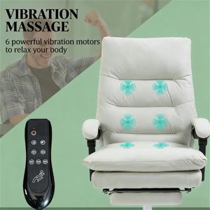 Sedia da Ufficio Bianco Crema con Funzione Massaggio per Uso in Lounge, Computer e Conferenze - Product Image 2