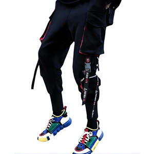 Pantalon cargo streetwear techwear pour homme, joggers tactiques, hip hop, multi-poches, sangles à rubans, pantalon harem noir, style cyberpunk - Product Image 5