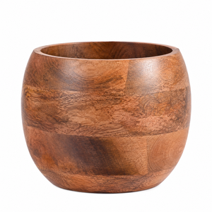 Maceta de Madera Hecha a Mano, Decorativa, Redonda, con Textura de Madera Natural, para Plantas, Hogar, Jardín, Oficina, Mesa - Product Image 1