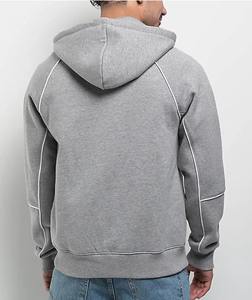 Sweat à capuche zippé tendance pour homme en coton, style streetwear, coupe oversize, avec surpiqûres contrastées, veste décontractée, vente en gros OEM - Product Image 2