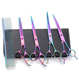 Juego de Tijeras Profesionales para Peluquería Canina de 7'' con MOQ Bajo (4 Piezas), Tijeras para Recortar el Pelo de Perros con Logotipo Personalizado, Estuche de Cuero, Proveedor OEM ODM - Product Image 6