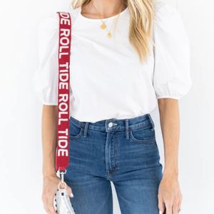 Wholesale Custom Handcrafted Seed Bead Embroidery <b>Belt</b> Strap Team Slogan Text Assorted Color Guitar Style <b>Purse</b> Strap Accent - Product Image 2