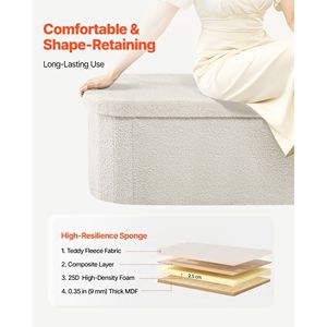 Oval Teddy Fleece End Bed <b>Bench</b> Large Folding Upholstered Ottoman Chest <b>Foldable</b> Storage Sp with Stools & Ottomans - Product Image 5
