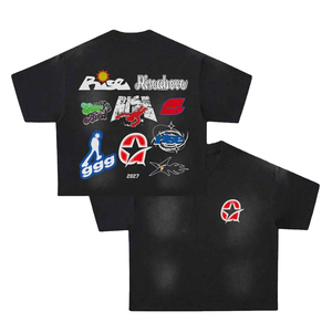 Oversized 100% Cotton Men's Short Sleeve O-Neck Streetwear Printed Back Logo Boxy Fit Acid Wash Eco-Friendly T-Shirt - Product Image 2