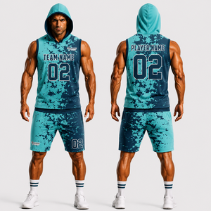 SINEWY SPORTS Player Name Printed 7v7 Hooded Sleeveless Compression Shirt Front Short Adult Uniform Sets Plus Size 100% - Product Image 5