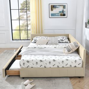 <b>Queen</b> <b>Size</b> Storage Tufted <b>Bed</b> <b>Frame</b> with Comfortable Backrest Armrests Up-Holstered <b>Queen</b> <b>Size</b> <b>Bed</b> Durable Wood Construction - Product Image 5