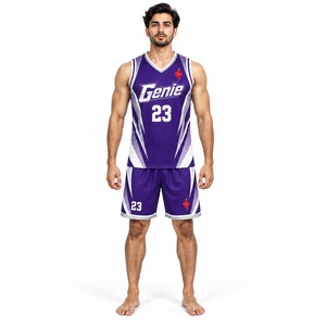 Ensemble de maillot de basket-ball pour hommes, chemise de sport sans manches, short assorti, respirant, pour entraînement et matchs sportifs - Product Image 1